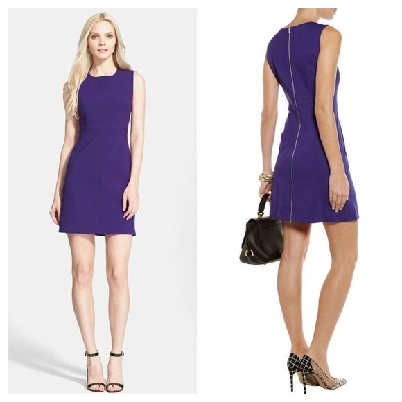 Diane Von Furstenberg Carrie Sleeveless Sheath Dress in Chrome Purple Women's 12 - Picture 1 of 9